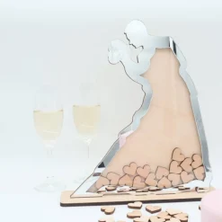 HOCHZEIT GÄSTEBUCH aus HOLZ, mit 70 Herzen aus Ahorn Holz zum Beschriften, Hochzeitsgeschenk, Erinnerung für das Hochzei