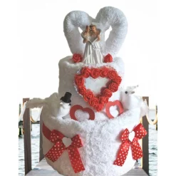 Hochzeit Handtuchtorte  für Frauen – Geschenkidee mit Herz & Täubchen