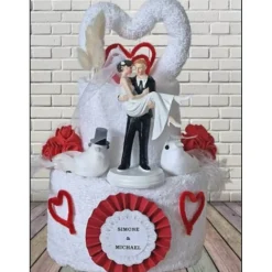 Hochzeit Handtuchtorte Geschenkidee rot weiß