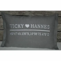Hochzeitkissen personalisierbar Leinen bestickt