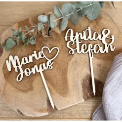 Hochzeits Cake Topper Namen / Kuchendeko Tortendeko Caketopper personalisiert mit Namen und Herz