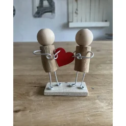 Hochzeits Figuren mit Herz, Holzfiguren, Liebes Geschenk