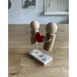 Hochzeits Figuren mit Herz, Holzfiguren, Liebes Geschenk