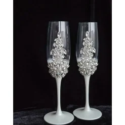Hochzeitsaccessoires Hochzeitsgläser Sektgläser Sektglas Hochzeitskerzen Brautaccessoires Flöte mit Namen mit Kristalle