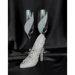 Hochzeitsaccessoires Hochzeitsgläser Sektgläser Hochzeitskerzen Brautaccessoires mit Namen Perlen Ringbox Cinderella