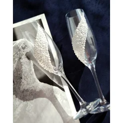 Hochzeitsaccessoires Hochzeitsgläser Sektgläser Hochzeitskerzen Brautaccessoires mit Namen Perlen Ringbox Cinderella