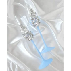 Hochzeitsaccessoires Hochzeitsgläser Sektgläser Hochzeitskerzen Brautaccessoires mit Namen Tortenmesser Tortenheber blau