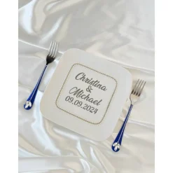 Hochzeitsaccessoires Hochzeitsgläser Sektgläser Hochzeitskerzen Brautaccessoires mit Namen Tortenmesser Tortenheber blau