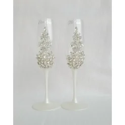 Hochzeitsaccessoires Hochzeitsgläser Sektgläser Sektglas Hochzeitskerzen Brautaccessoires Flöte mit Namen mit Kristalle