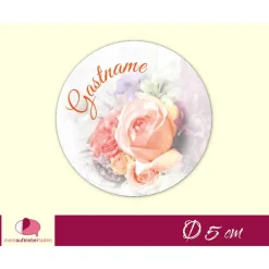 Hochzeitsaufkleber | Blumenstrauß orange - personalisierbar mit Gastname