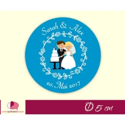 Hochzeitsaufkleber | Brautpaar Hochzeitstorte - blau
