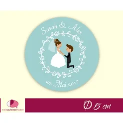 Hochzeitsaufkleber | Brautpaar Heiratsantrag - aqua