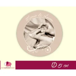 Hochzeitsaufkleber | Ehering & Blumenornament - personalisierbar mit eigenem Foto