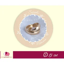 Hochzeitsaufkleber | Eheringe & Blumenornament