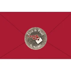 Hochzeitsaufkleber | Liebesbrief mit Herzen