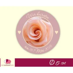 Hochzeitsaufkleber | Rose - Wir heiraten - personalisierbar