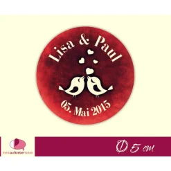 Hochzeitsaufkleber | Vögelchen mit Herzchen