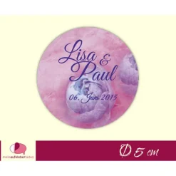 Hochzeitsaufkleber | Vintage Pfingstrose - lila - personalisierbar