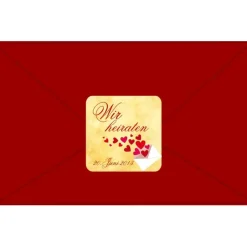 Hochzeitsaufkleber | Wir heiraten -  Liebesbrief mit Herzchen