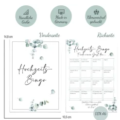 Hochzeitsbingo als Hochzeitsspiel für Brautpaar & Gäste im schönen Eukalyptus Design I 50 Blätter I CreativeRobin