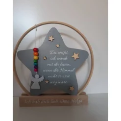Hochzeitsdeko oder Geschenk für Schulkind / Erinnerung an Verstorbene / Stern im Ring mit Engel / Einschulungsgeschenk
