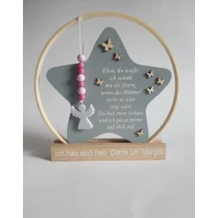 Hochzeitsdeko oder Geschenk für Schulkind / Erinnerung an Verstorbene / Stern im Ring mit Engel / Einschulungsgeschenk