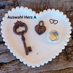 Hochzeitsgeschenk Herzschale Stabkerzenständer „Schlüssel zu meinem Herzen“ zzgl. Kerze