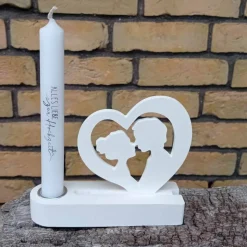 Hochzeitsgeschenk Kerzenhalter mit Kerze und Hochzeitspaar