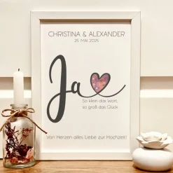 Hochzeitsgeschenk personalisiert | Geldgeschenk zur Hochzeit | Bilderrahmen für Brautpaare |