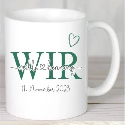 Hochzeitsgeschenk personalisiert Tassen Set mit Namen Brautpaar Hochzeit Geschenk Kaffeetasse