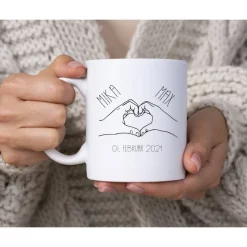 Hochzeitsgeschenk Tasse mit Namen personalisiert Herz