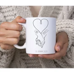 Hochzeitsgeschenk Tasse mit Namen personalisiert Herz