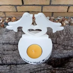 Hochzeitsgeschenk Teelichthalter mit Hochzeitstauben aus Raysin