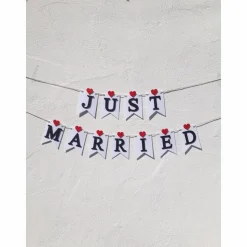 Hochzeitsgirlande Just Married Papiergirlande zur Hochzeit Wimpelkette Hochzeitsdeko Dekoration aus Papier Fahnengirlande Wedding