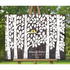 Hochzeitsgästebuch Leinwand – personalisierbarer Hochzeitsbaum mit Fingerabdruck