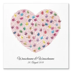 Hochzeitsgästebuch Leinwand personalisiert – Fingerabdruck Wedding Tree mit Namen – Geschenk für Brautpaar 50x50 cm
