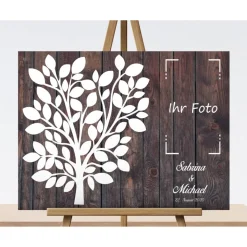 Hochzeitsgästebuch Leinwand mit Foto – personalisierter Hochzeitsbaum
