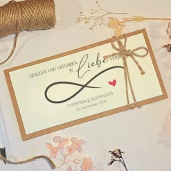 Hochzeitskarte personalisiert mit Namen & Datum – Geldgeschenk Hochzeit | Handgemachte Glückwunschkarte