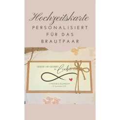 Hochzeitskarte personalisiert mit Namen & Datum – Geldgeschenk Hochzeit | Handgemachte Glückwunschkarte
