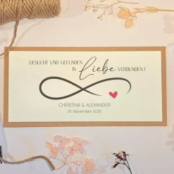 Hochzeitskarte personalisiert mit Namen & Datum – Geldgeschenk Hochzeit | Handgemachte Glückwunschkarte
