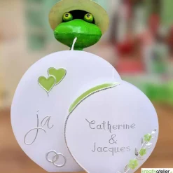 Hochzeitskerze 2 Dochte Doppelscheibe "ja", personalisiertes Hochzeitsgeschenk, Außergewöhnliche Hochzeitskerze
