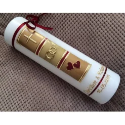 Hochzeitskerze - Hochzeitskerze Vintage- Kerze - inkl. Wachsbeschriftung - Wachsverzierungen - keine Folie