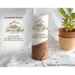 Hochzeitskerze Bergliebe Holzkerze