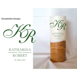 Hochzeitskerze Design Calligraphy - Holzkerze