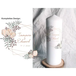 Hochzeitskerze Design Peachfuzz - Stumpenkerze