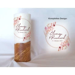 Hochzeitskerze Design Rosarot - Holzkerze