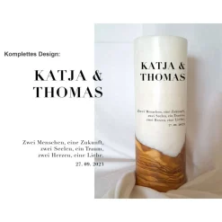 Hochzeitskerze Design Typography - Holzkerze