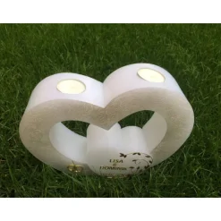 Hochzeitskerze Doppelherz mit Teelichteinsatz