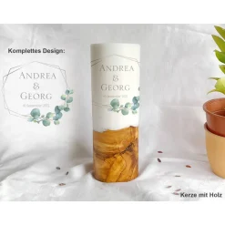 Hochzeitskerze Eukalyptus I - Holzkerze