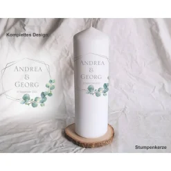 Hochzeitskerze Eukalyptus I - Stumpenkerze